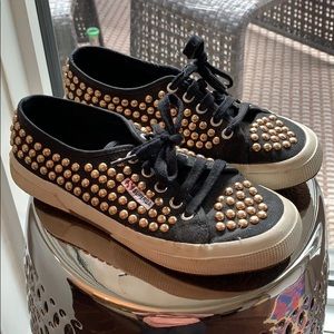 Supergas Black Studded Sneakers